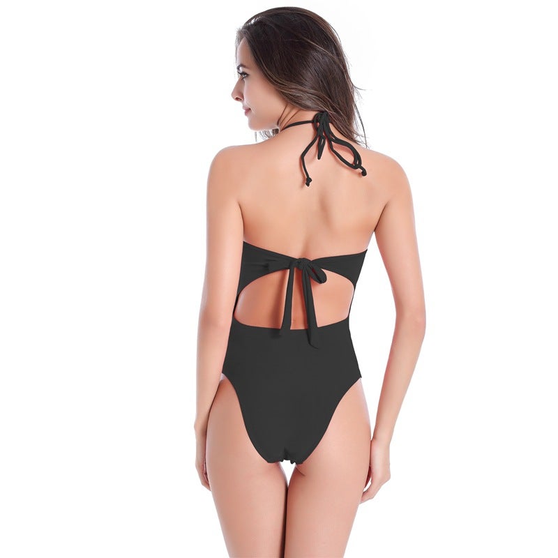 2025 New Backless Solid Color One-Piece Women''s Swimsuit Station Plus Size One-Piece Swimwear L-Xxxl - Image 4