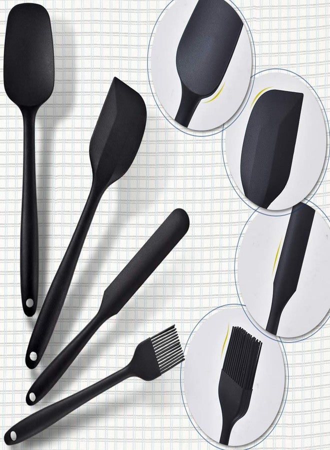 Newk Silicone Cooking Spatula Set, 6-Piece Set with One Piece Design, Nonstick Rubber Spatula Kitchen with Stainless Steel Core for Cooking, Baking, and Mixing - Black - Image 2