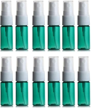 VASANA 12PCS 10ml Empty Small Spray Bottle Green Plastic Fine Mist Spray Bottle Sprayer for Travel Cleaning Water Essential Oils Perfumes and More - Image 1