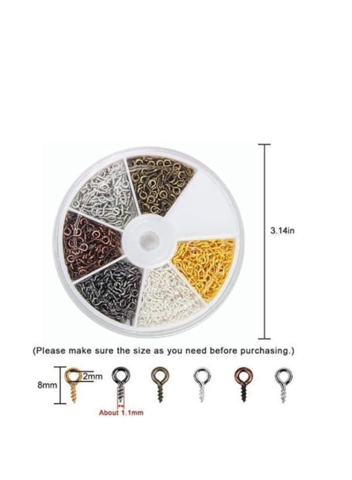 Yakumuz 6 Color 600Pcs Small Screw Pins, Yakumuz Threaded Silver Clasps and Hooks for Jewelry Making - Image 2