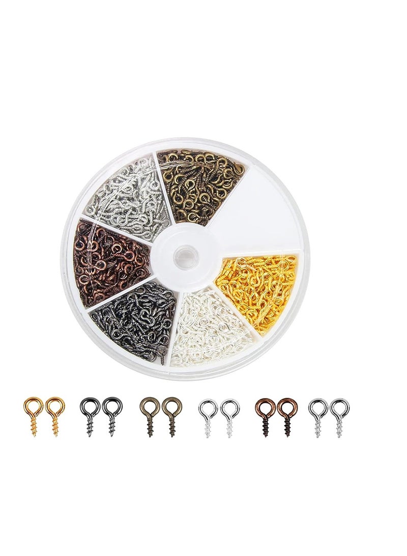 Yakumuz 6 Color 600Pcs Small Screw Pins, Yakumuz Threaded Silver Clasps and Hooks for Jewelry Making - Image 1
