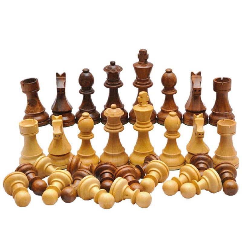 Canbee Chess Pieces and Chess Mat Green or Black Wood Polished 16 Black and 16 Creemy White and 18..2' x18.2' Vinyl Foldable Roll-up Matt Wooden 32 coins 5.7cm King (CHESS MAT BLACK WITH CHESS PIECES) - Image 3