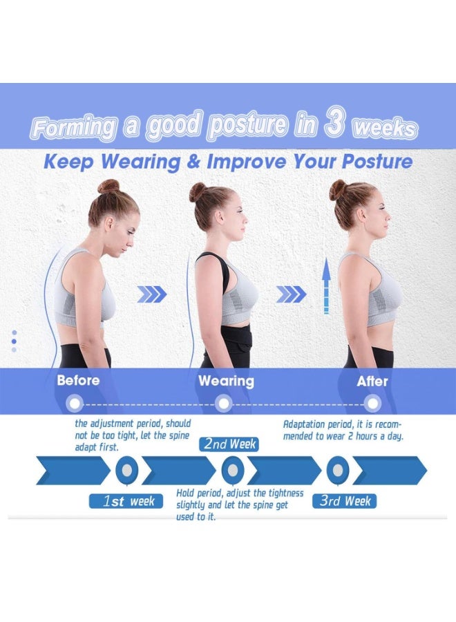Back Brace Posture Corrector For Women Men, Upper Back Support Brace For Adults, Spine Back Straightener, Thoracic Back Brace, Adjustable Shoulder Back Support Straightener (black, M) - Image 2