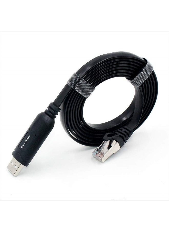 OIKWAN - كابل وحدة تحكم USB بطول 6 أقدام، محول USB إلى RJ45 تسلسلي متوافق مع جهاز التوجيه/المحول من Cisco، أسود - Image 1