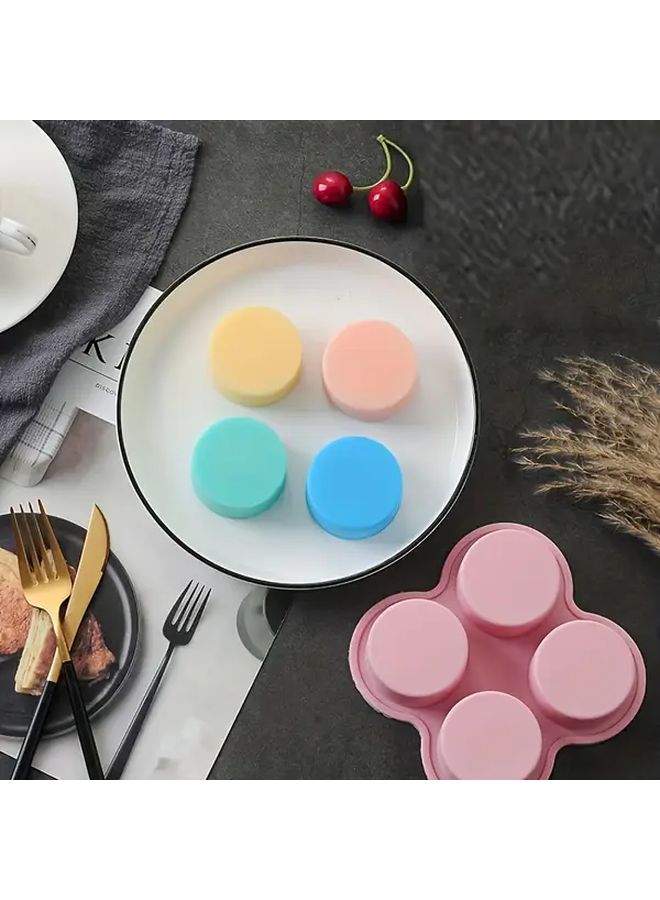 Pink Grey Nonstick Silicone Cake Mold 4 Cavity Round Baking Pan Oven Air Fryer Steamer Safe Easy Release Clean Design For Mousse Cupcakes Cookies Pastries Ideal For Home Kitchen Bakeries Cafes - Image 3