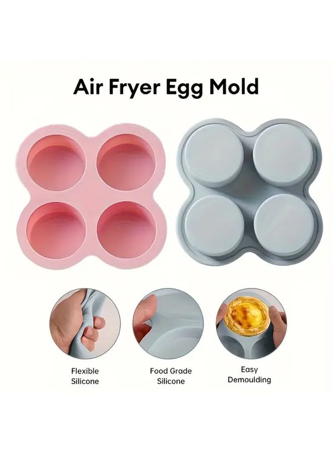 Pink Grey Nonstick Silicone Cake Mold 4 Cavity Round Baking Pan Oven Air Fryer Steamer Safe Easy Release Clean Design For Mousse Cupcakes Cookies Pastries Ideal For Home Kitchen Bakeries Cafes - Image 1