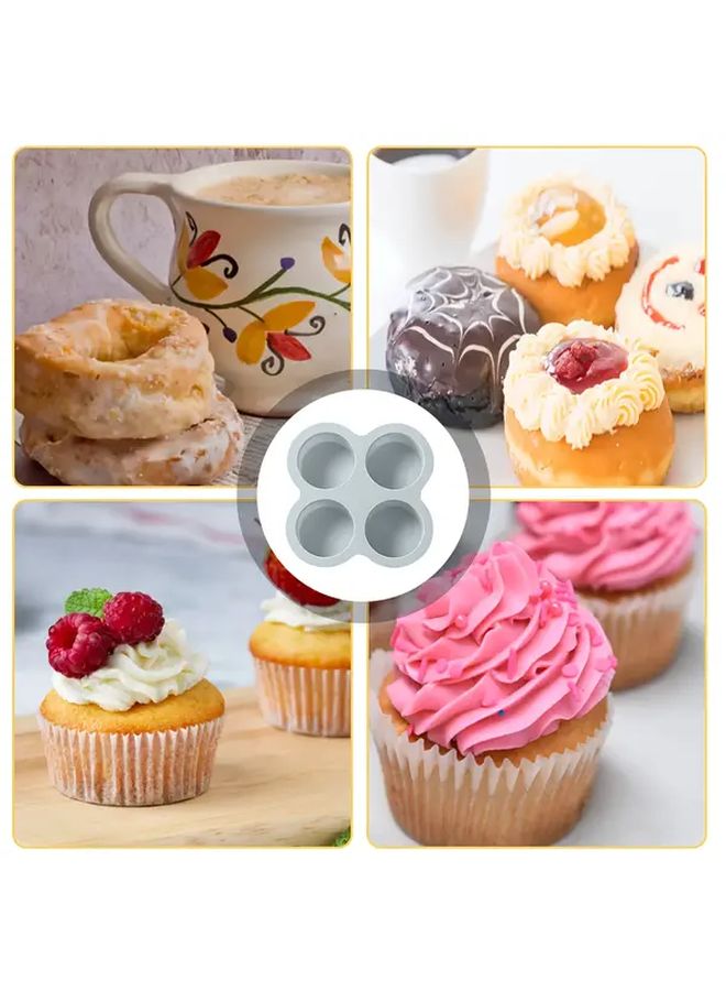 Pink Grey Nonstick Silicone Cake Mold 4 Cavity Round Baking Pan Oven Air Fryer Steamer Safe Easy Release Clean Design For Mousse Cupcakes Cookies Pastries Ideal For Home Kitchen Bakeries Cafes - Image 2