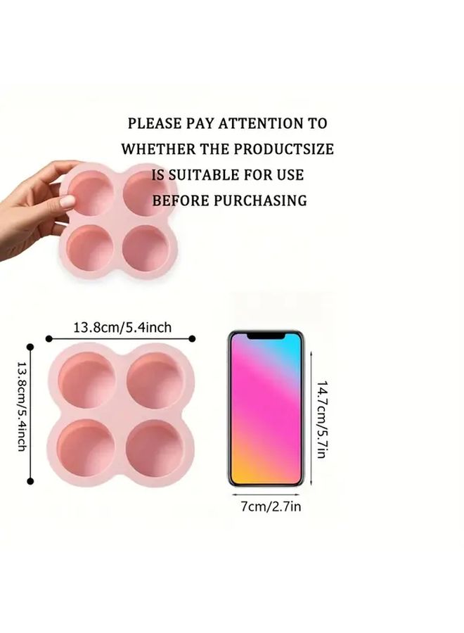 Pink Grey Nonstick Silicone Cake Mold 4 Cavity Round Baking Pan Oven Air Fryer Steamer Safe Easy Release Clean Design For Mousse Cupcakes Cookies Pastries Ideal For Home Kitchen Bakeries Cafes - Image 4