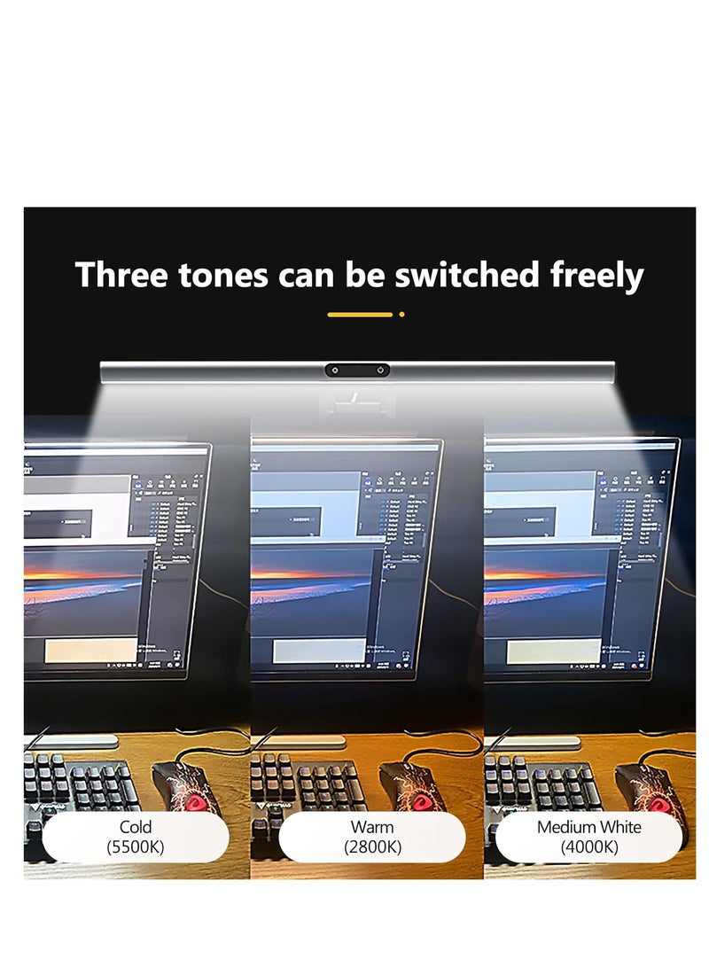 SOLARAE ضوء شاشة الكمبيوتر، شريط ضوء العناية بالعين، ضوء شاشة USB بدون وهج، تحكم باللمس مع 3 ألوان للضوء وسطوع قابل للتعديل، مناسب للمكتب/الألعاب/المنزل، الطلاب، العمال، حماية العينين - Image 3