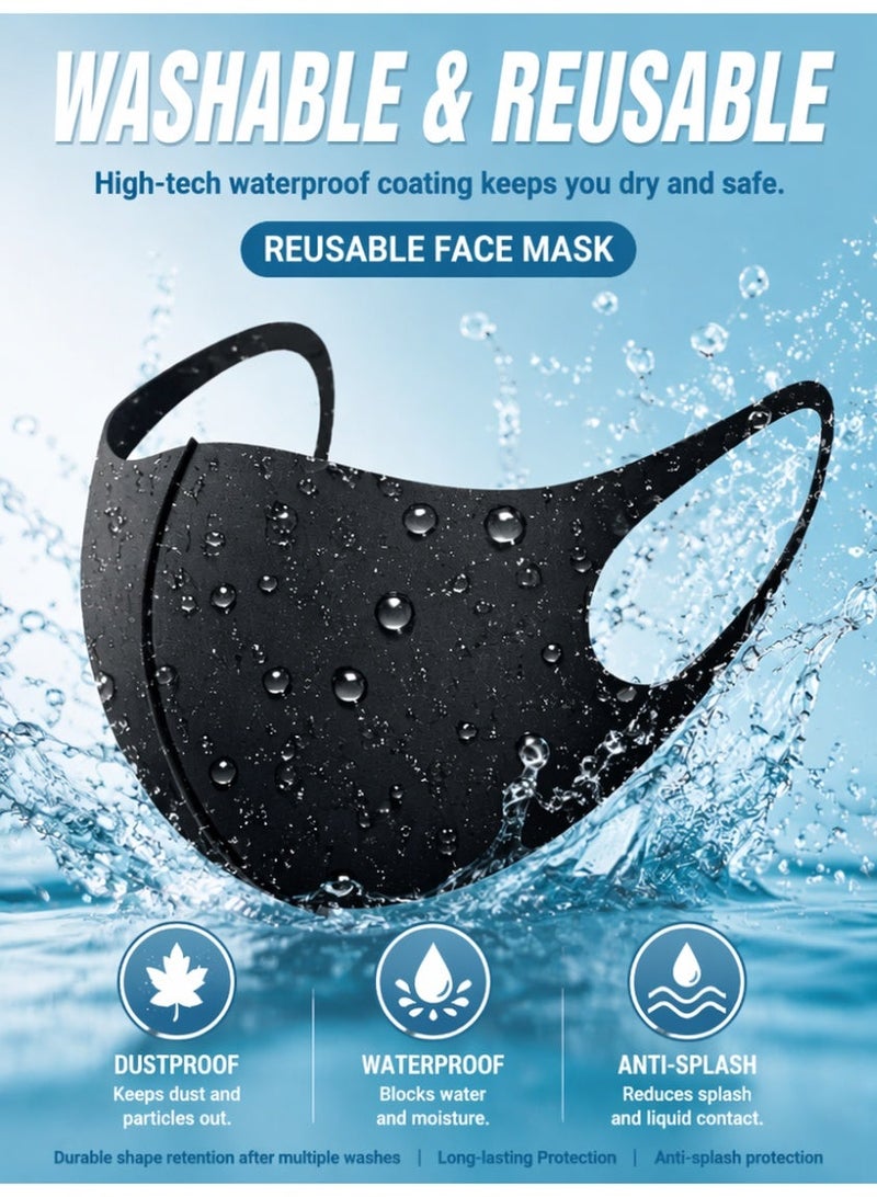 Arabest 10 Pack Reusable Ice Silk Face Mask Set - Breathable Cotton Blend Dust Mask with Elastic Earloop for Adults - Multicolor (Black, Gray, Pink, Blue, White) - Image 3