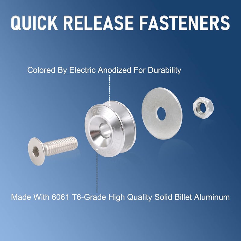 JDMSPEED Silver Universal CNC Billet Bumper Trunk Quick Release Fastener Kit - Image 2