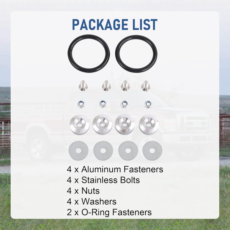 JDMSPEED Silver Universal CNC Billet Bumper Trunk Quick Release Fastener Kit - Image 5