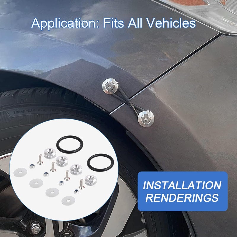 JDMSPEED Silver Universal CNC Billet Bumper Trunk Quick Release Fastener Kit - Image 3