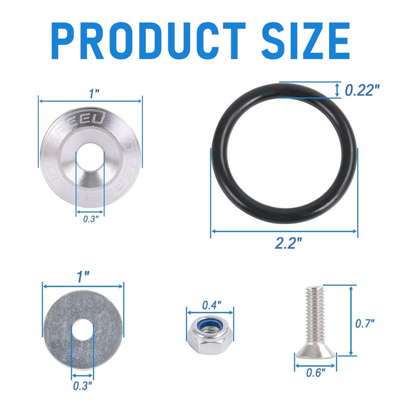 JDMSPEED Silver Universal CNC Billet Bumper Trunk Quick Release Fastener Kit - Image 4