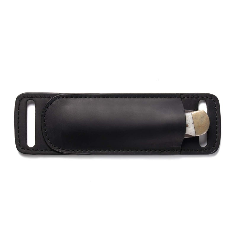 Gentlestache Leather Knife Sheaths for Belt, Knife Holster, Pocket Knife Sheath, EDC Leather Sheath for Folding Knife Carrier Black - Image 1