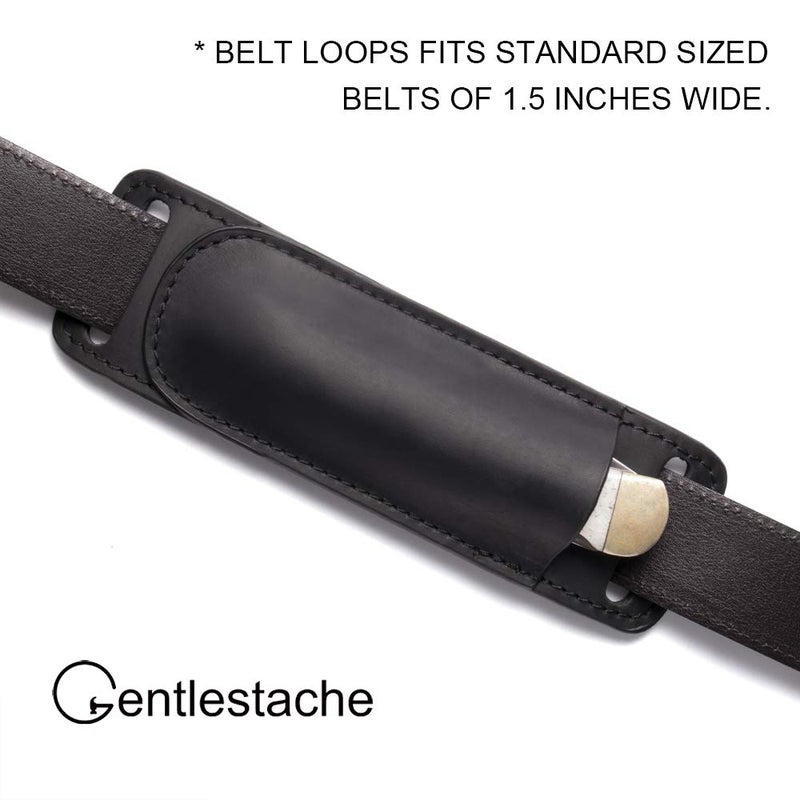 Gentlestache Leather Knife Sheaths for Belt, Knife Holster, Pocket Knife Sheath, EDC Leather Sheath for Folding Knife Carrier Black - Image 3