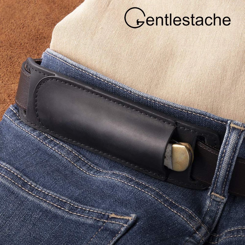 Gentlestache Leather Knife Sheaths for Belt, Knife Holster, Pocket Knife Sheath, EDC Leather Sheath for Folding Knife Carrier Black - Image 2