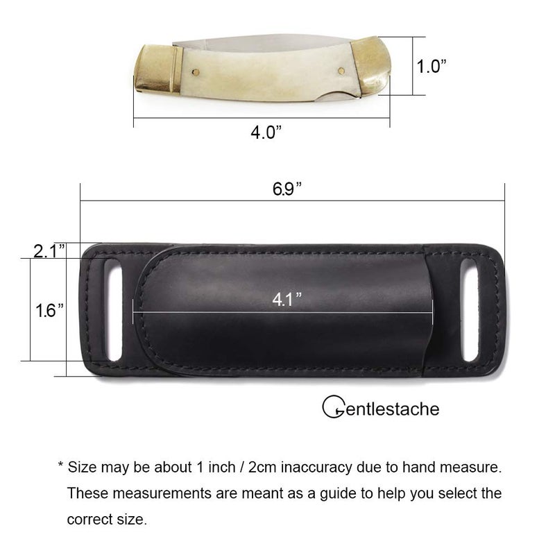 Gentlestache Leather Knife Sheaths for Belt, Knife Holster, Pocket Knife Sheath, EDC Leather Sheath for Folding Knife Carrier Black - Image 5