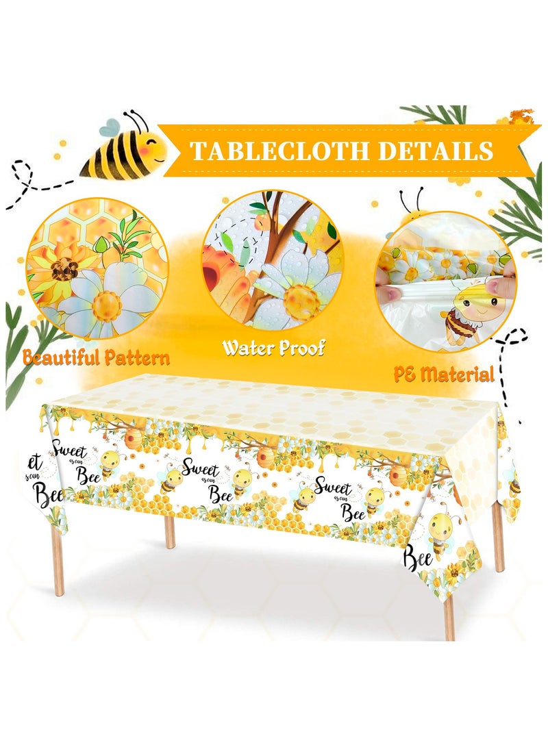 Bee Birthday Decorations for 10 Guests, Bee Party Disposable Tableware Set Bee Theme Party Plates Cups Napkins Tablecloth Happy Birthday Bee Banner Balloons Cake Toppers