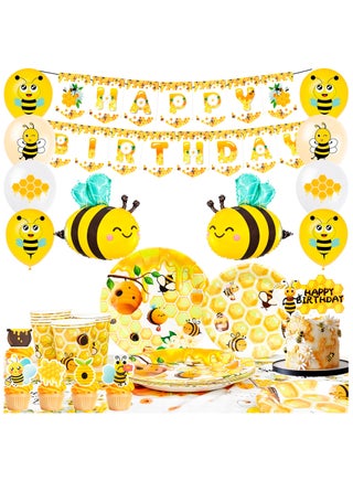 Bee Birthday Decorations for 10 Guests, Bee Party Disposable Tableware Set Bee Theme Party Plates Cups Napkins Tablecloth Happy Birthday Bee Banner Balloons Cake Toppers - pzsku/Z29C8729DD033A1217372Z/45/1746207150/ff7188ff-9bc2-4e2b-bcf4-d509775774aa