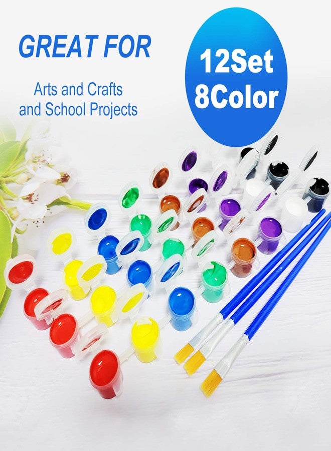 COSBAY Acrylic Paint Strips For Kids&Adults,Bulk Set of 12 Washable Filled Paint Sets in 8 Colors,With 12 Paintbrushes,Painting Art Supplies Craft Paint Pots for Home Birthday Party Favors (Brown Purple) - Image 3