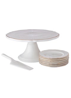 Dania Cake Stand 8 Pieces Set With White Porcelain Plates And Scoop 28,14.5 cm  - Image 1