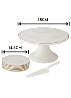 Dania Cake Stand 8 Pieces Set With White Porcelain Plates And Scoop 28,14.5 cm  - Image 4
