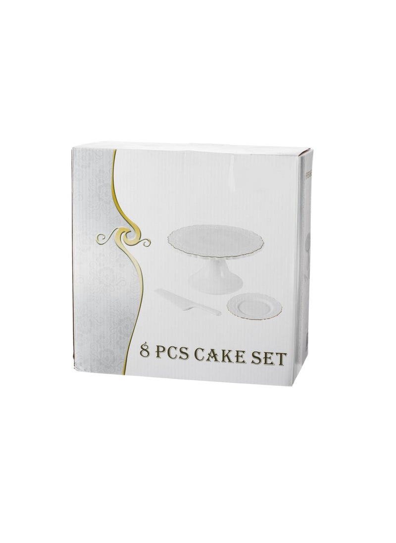 Dania Cake Stand 8 Pieces Set With White Porcelain Plates And Scoop 28,14.5 cm  - Image 5