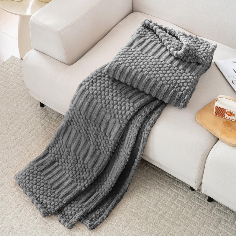 Lussena 50x70 Inch Grey Throw Blanket - Soft & Fluffy Fleece, Cute & Aesthetic, Perfect for Sofa, Couch, Chair, Bed, Living Room & Bedroom, All-Season Use, Plush & Cozy Decorative Blanket - Image 2