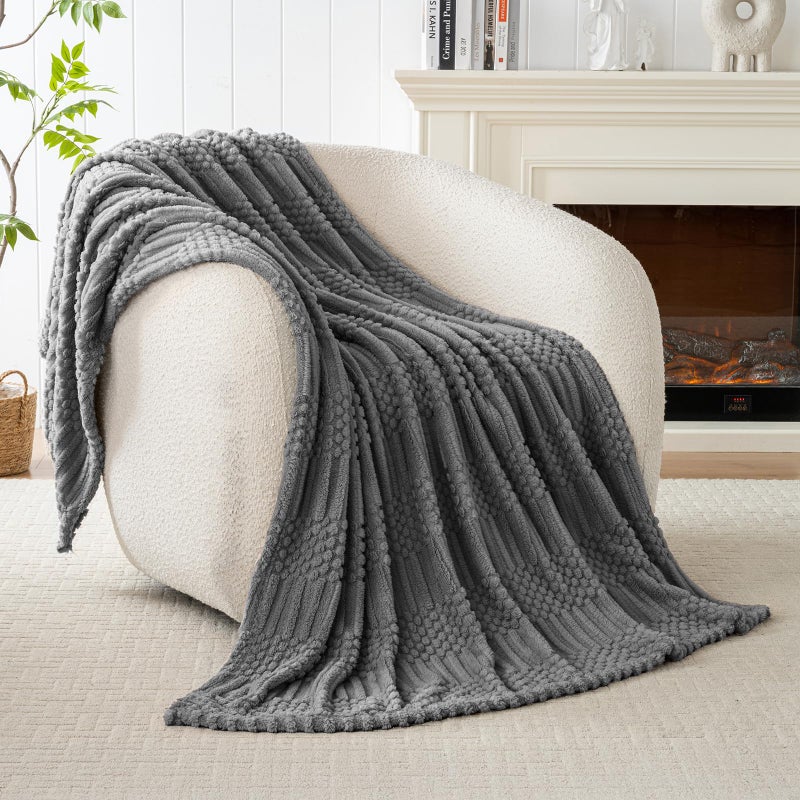 Lussena 50x70 Inch Grey Throw Blanket - Soft & Fluffy Fleece, Cute & Aesthetic, Perfect for Sofa, Couch, Chair, Bed, Living Room & Bedroom, All-Season Use, Plush & Cozy Decorative Blanket - Image 5