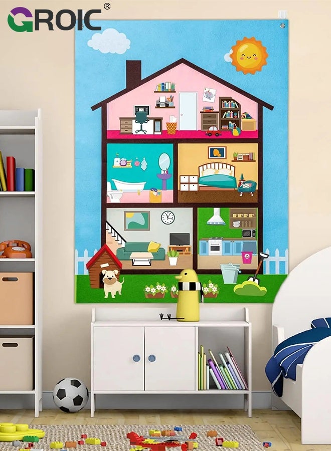 GROIC Teaching Felt Board for Kids,Cosmetic House Toddler Educational Toy, Preschool Storytelling, Interactive Learning Kit,Durable Felt Wall Activity,Home Classroom Play,Parent-child Fun interaction - Image 5