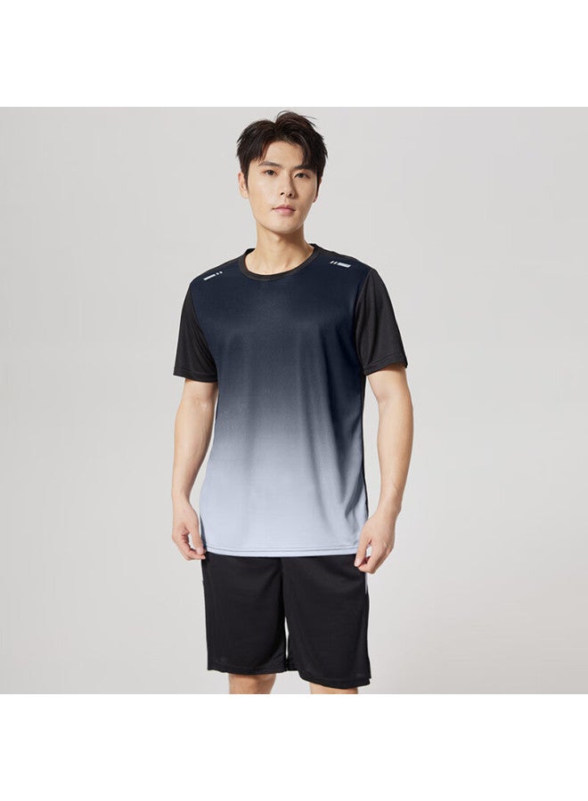 VICTORIATOURIST Victoriatourist Men's Sports Suit Running Quick-drying Clothes Basketball Jersey Badminton Jersey Summer Fitness Clothing Morning Run Short Sleeve Black Gray 3xl - Image 2