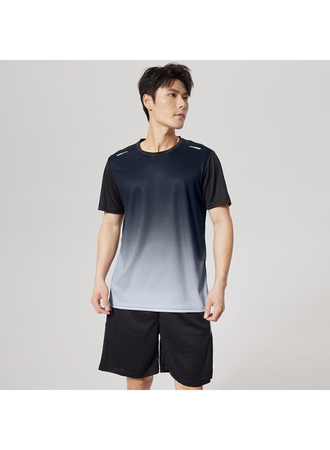 VICTORIATOURIST Victoriatourist Men's Sports Suit Running Quick-drying Clothes Basketball Jersey Badminton Jersey Summer Fitness Clothing Morning Run Short Sleeve Black Gray 3xl - Image 3