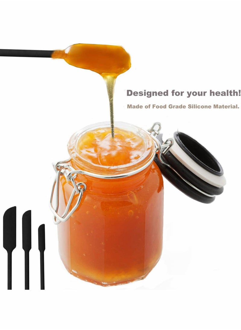 KASTWAVE - Mini Silicone Jam Spatula Set, 6 Pieces Reusable Makeup Spatula, Small Silicone Spatula, Thin Spatula Set for Skinny Openings, KASTWAVE Tiny Scraper for Jar, Kitchen Bottles, Cosmetic (Black) - Image 1