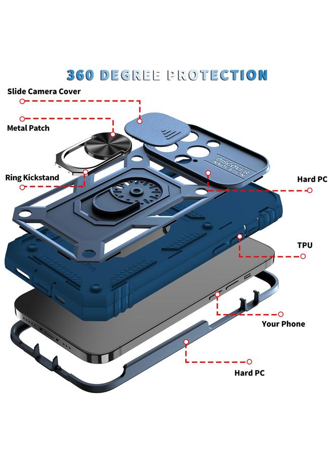 S-TOP Case For iPhone 13 Pro Sliding Camera Cover Design TPU + PC Protective Case with 360 Degree Rotating Holder & Card Slot - Image 2