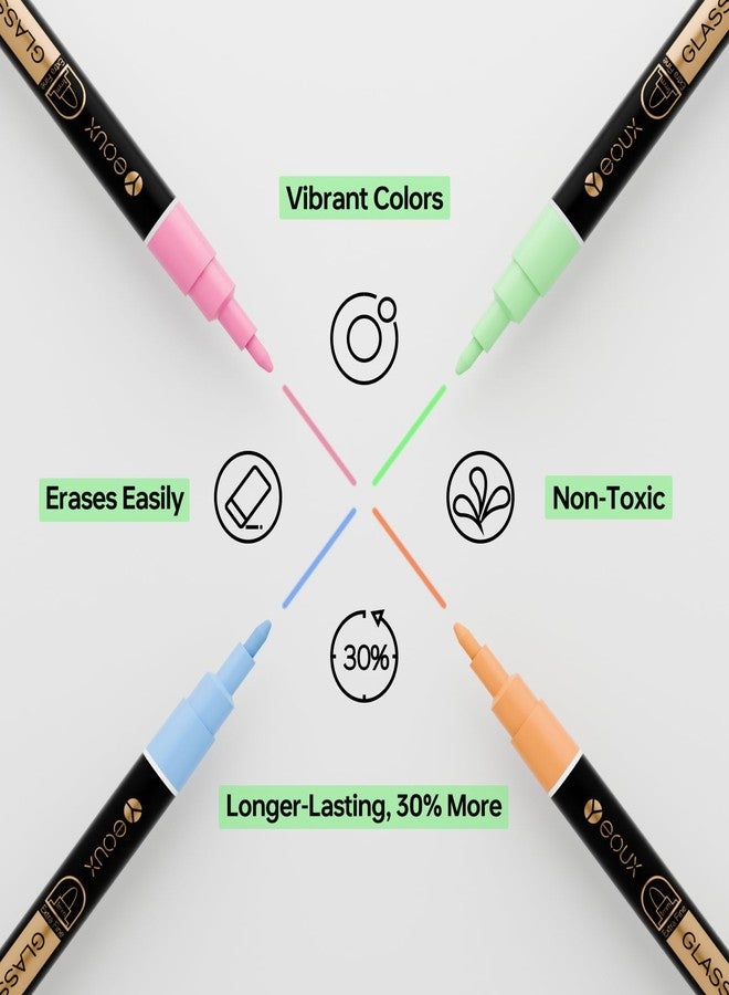 YEOUX Dry Erase Markers for Glass Board | Neon Colors, No Residue | Whiteboard Markers | 1mm Ultra-Fine Tip Liquid Chalk Markers 4 Pack - Image 2