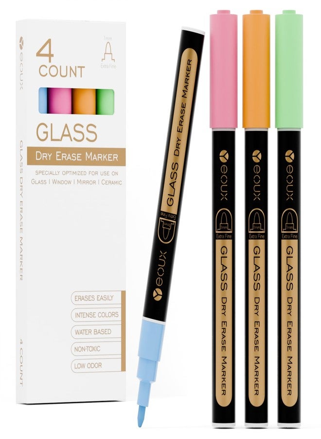 YEOUX Dry Erase Markers for Glass Board | Neon Colors, No Residue | Whiteboard Markers | 1mm Ultra-Fine Tip Liquid Chalk Markers 4 Pack - Image 1