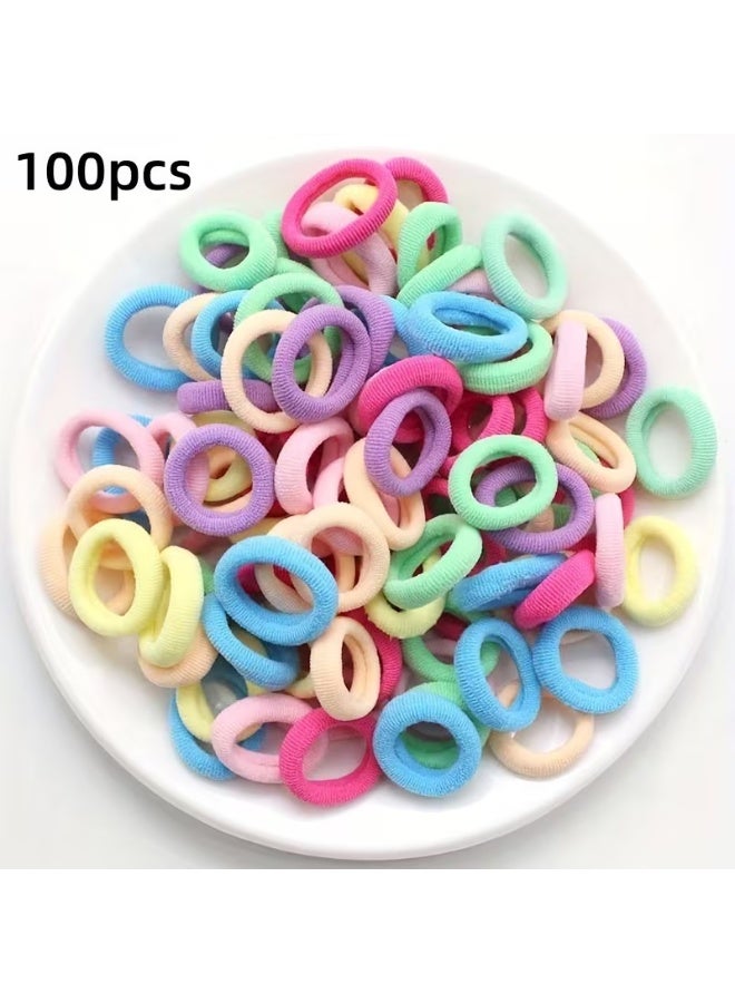 Akarm 100 Pcs Multi-Color Soft Elastic Hair Bands Set for Kids & Women - Damage-Free - Image 1