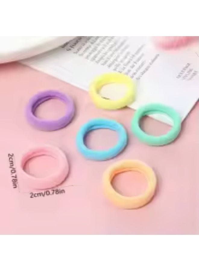 Akarm 100 Pcs Multi-Color Soft Elastic Hair Bands Set for Kids & Women - Damage-Free - Image 2