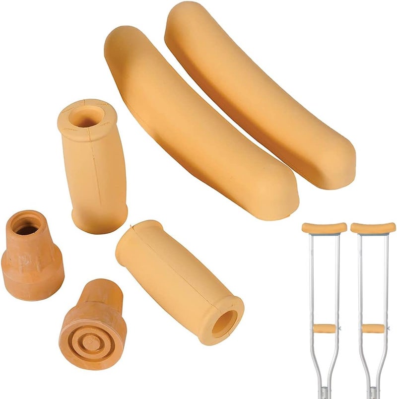 DMI Crutches Accessories Kit with Foam Underarm Crutch Pads ClosedStyle Hand Grip Covers and Durable SlipResistant Tips Beige - Image 1