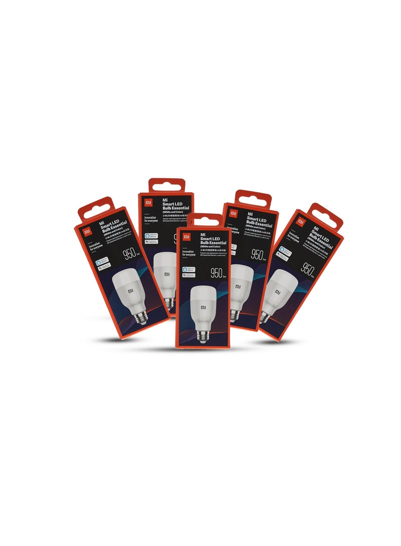 شاومي (5 قطعة) لمبة شاومي Xiaomi Mi Smart LED Essential White and Color GPX4021 |  درجة حرارة لون قابلة للتعديل، 16 مليون لون، تحكم عبر Wi-Fi، متوافق مع أليكسا وGoogle Assistant  - Image 1