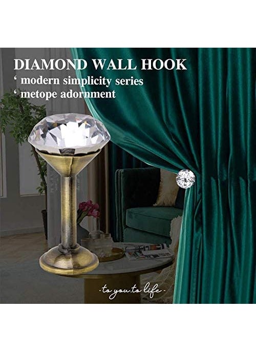 UNIQUELLA UNIQUELLA Pack of 2 Crystal Designed Diamond Curtain Hooks Curtain Buckle Wall Hold Backs Decorative Tiebacks Bronze Antique  - Image 3