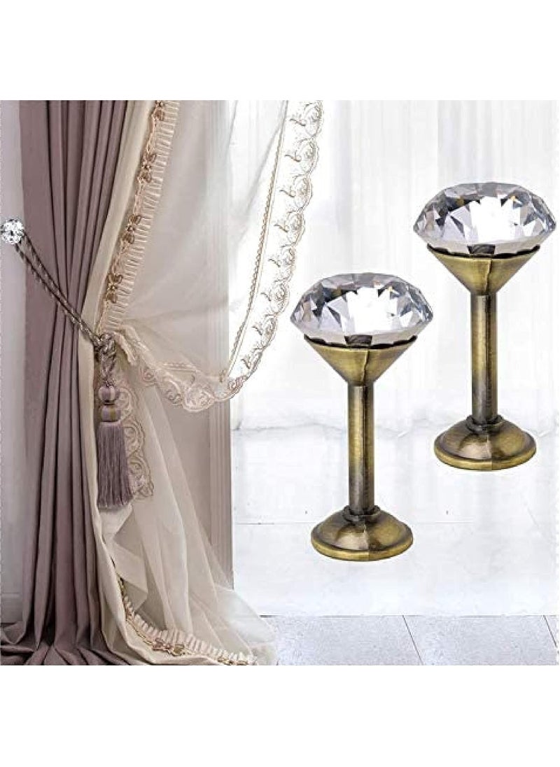 UNIQUELLA UNIQUELLA Pack of 2 Crystal Designed Diamond Curtain Hooks Curtain Buckle Wall Hold Backs Decorative Tiebacks Bronze Antique  - Image 2