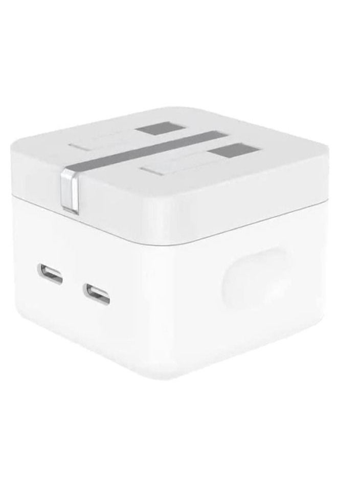 Original 35W USB-C Power Adapter For iPhone 14 13 12 11 Pro Max 14 Plus XS XR XS Max iPad Pro Macbook Dual Type C Port PD Fast Charging UK Plug Wall Charger