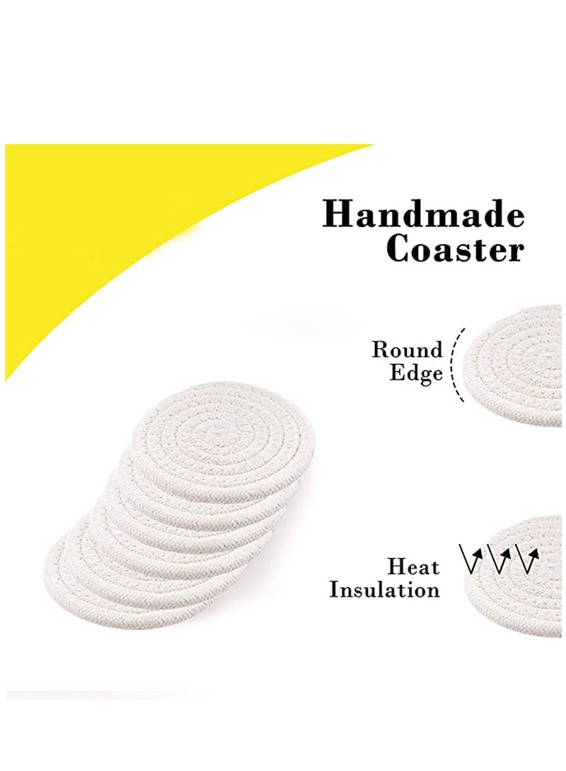 KASTWAVE Coasters for Drinks Absorbent, Vintage Woven Coasters for Table Protection, Water Absorbent Coaster Set, Farmhouse Handmade Braided Fabric Coasters Heat-Resistant  - Image 4