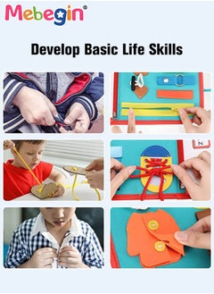 MEBEGIN Montessori Busy Board Toys, Educational Learning Activity Sensory Board, Developing Sensory Toy for Fine Motor Skills, Portable Travel Toy, Made of High Quality Felt Fabrics, Ideal Gift for Kids  - Image 3
