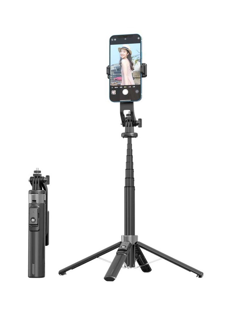 porodo Selfie Stick 135cm Extendable with Detachable Light 4 Leg Tripod / Remote shutter / 4 leg bases / Compatible with iOS & Android - Black  - Image 2