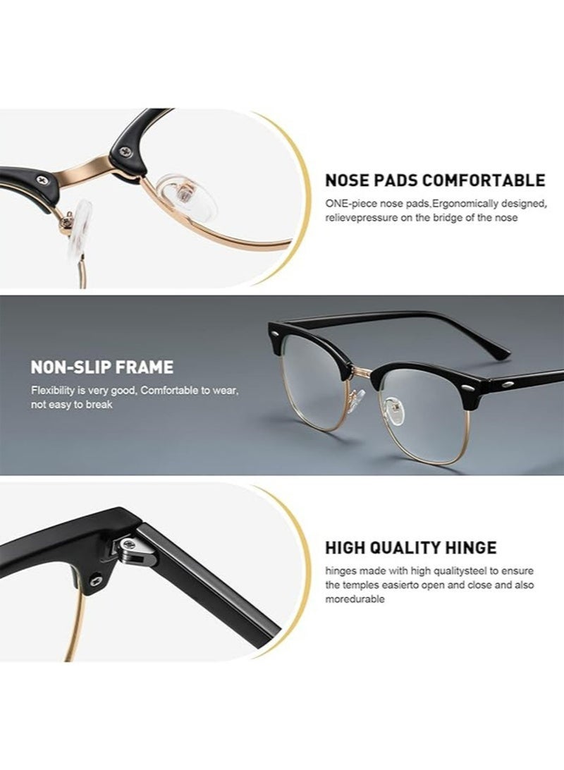 2 Packs Blue Light Blocking Glasses, Computer Reading/Gaming/TV/Phones Glasses for Women Men,Anti Eyestrain & UV Glare (Black Gold+Clear) - Image 4