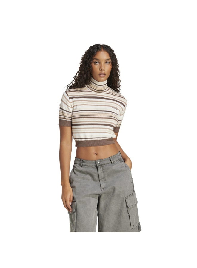 adidas Originals CROP TURTLENECK Brown Originals Women TOPS - Image 2