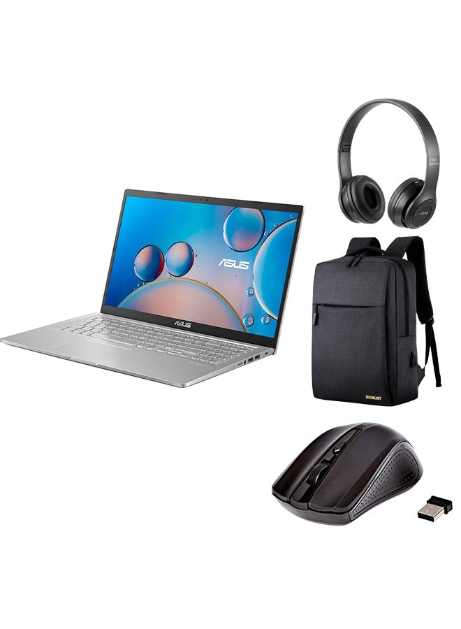 ASUS Vivobook 15 X515F Laptop With 15.6-Inch Display, Core i3-10110U Processor/4GB DDR4 RAM/256GB SSD/Intel UHD Graphics/Windows 10 With Laptop Bag +Wireless Headphone And Mouse English Silver - Image 1